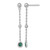 Sterling Silver Rhodium-Plated Polished Bezel-Set Round Green Cubic Zirconia Dangle Earrings, 42 mm