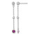 Sterling Silver Rhodium-Plated Polished Bezel-Set Round Red Cubic Zirconia Dangle Earrings, 42 mm