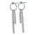 Sterling Silver Rhodium-Plated Blue and White Cubic Zirconia Circle with 2 Drops Dangle Post Earrings - View 2