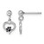 Sterling Silver Rhodium-Plated Heart with Black Enameled Paw Print Post Dangle Earrings