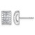 Sterling Silver Rhodium-Plated Pave Cubic Zirconia Rectangle Stud Earrings, 9.7 mm
