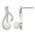 Sterling Silver Rhodium-Plated Polished Cubic Zirconia and 5-6 mm Cultured Freshwater Pearl Swirl Post Drop Earrings, 21.5 mm Long