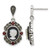 Sterling Silver Antiqued Marcasite and Garnet with Black Agate and Mother of Pearl Cameo Dangle Earrings, 28.8 mm