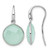 Sterling Silver Rhodium-Plated Polished Round Checker-Cut Green Chalcedony Shepherd Hook Drop French Wire Earrings, 26.8 mm