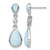 Sterling Silver Rhodium-Plated Polished Pear Larimar Cabochon and Cubic Zirconia Teardrop Dangle Post Earrings, 30.7 mm