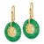 Sterling Silver Gold-Tone Polished Good Luck Green Chalcedony Circle Dangle Shepherd Hook Drop French Wire Earrings, 35.7 mm - View 2