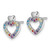 Sterling Silver Rhodium-Plated Polished Rainbow Cubic Zirconia Double Heart Stud Earrings, 11.6 mm - View 2