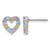 Sterling Silver Rhodium-Plated Polished Pastel Blue, Pink, Green and Purple Cubic Zirconia Heart Stud Earrings, 10 mm