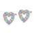 Sterling Silver Rhodium-Plated Polished Pastel Blue, Pink, Green and Purple Cubic Zirconia Heart Stud Earrings, 10 mm - View 2