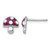 Sterling Silver Rhodium-Plated Polished Red and White Enameled Mushroom Stud Earrings, 9.1 mm