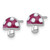 Sterling Silver Rhodium-Plated Polished Red and White Enameled Mushroom Stud Earrings, 9.1 mm - View 2