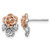 Sterling Silver Rhodium-Plated and Rose Gold-Plated Cubic Zirconia Flowers Stud Earrings, 12.5 mm