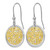 Rhodium-Plated Sterling Silver Gold-Tone Scratch-Finish Cubic Zirconia Dangle French Wire Earrings, 41 mm - View 2