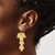 Sterling Silver Gold-Tone Etched Leaves Dangle French Wire Earrings, 49 mm - View 3
