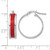 Sterling Silver Rhodium-Plated Polished Red Enamel Round Hoop Earrings, 20.75 mm - View 4
