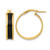 Sterling Silver Gold-Tone Black Enamel Round Hoop Earrings, 20.75 mm