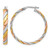 Sterling Silver Rhodium-Plated with Gold and Rose-Tone Polished Hoop Earrings, 32 mm