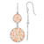 Sterling Silver Rose Gold-Tone Laser Design & Satin Circles Dangle French Wire Earrings, 59 mm