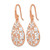 Sterling Silver Rose Gold-Toned Polished Textured Drop French Wire Earrings, 41 mm - View 2