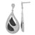 Rhodium-Plated Ture Fire Sterling Silver Black and Clear Cubic Zirconia Teardrop Post Dangle Earrings, 42.5 mm