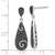 Rhodium-Plated True Fire Sterling Silver Swirl Accent Black Cubic Zirconia Teardrop Post Dangle Earrings, 31.7 mm - View 3