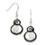 Sterling Silver White & Black Cubic Zirconia Brilliant Embers Dangle French Wire Earrings, 35 mm