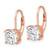 Sterling Shimmer Sterling Silver Rose-Tone Flash Rose-Rose Gold-Tone 7 mm Cubic Zirconia 2 Stone Leverback Drop Earrings, 16.6 mm Long - View 2