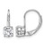 Sterling Shimmer Sterling Silver Rhodium-Plated 6 mm Cubic Zirconia 2 Stone Leverback Drop Earrings, 5.5 mm Long