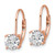 Sterling Shimmer Sterling Silver Rose-Tone Flash Rose-Rose Gold-Tone 6 mm Cubic Zirconia 2 Stone Leverback Drop Earrings, 5.5 mm Long - View 2