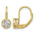 Sterling Shimmer Sterling Silver Gold-Tone Flash-Gold and Silver-Tone 5.5 mm Cubic Zirconia 2 Stone Leverback Drop Earrings, 14.8 mm Long