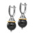 Shey Couture Sterling Silver with 14K Accent Antiqued Black Onyx Hinged Hoop Dangle Earrings, 29 mm - View 2