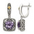 Shey Couture Sterling Silver with 14K Accent Antiqued Cushion Amethyst Hinged Hoop Dangle Earrings, 28 mm