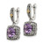 Shey Couture Sterling Silver with 14K Accent Antiqued Cushion Amethyst Hinged Hoop Dangle Earrings, 28 mm - View 2