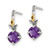 Shey Couture Sterling Silver with 14K Accent Leaves with Round Amethyst Dangle Earrings, 16.9 mm - View 2
