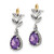 Shey Couture Sterling Silver with 14K Accent Leaves with Pear Shaped Checkerboard Amethyst Dangle Earrings, 22.1 mm - View 2
