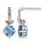 Shey Couture Sterling Silver with 14K Accent Antiqued Round Light Swiss Blue Topaz Post Drop Earrings, 16.9 mm