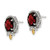 Shey Couture Sterling Silver with 14K Accent Antiqued Checkerboard Oval Garnet Stud Earrings, 14.48 mm - View 2