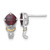 Shey Couture Sterling Silver Rhodium-Plated with 14K Accent Checker-Cut Cushion Garnet and 0.02ct Diamond Stud Earrings, 14 mm