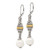 Sterling Silver with 14K Two-Tone Gold Accent 9.5-10 mm Cultured Freshwater Pearl Drop Leverback Earrings, 55 mm Long - View 2