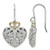 Shey Couture Sterling Silver Rhodium-Plated with 14K Accent 0.12ct Diamond Shepherd Hook Dangle Vintage Heart Drop French Wire Earrings, 25 mm Long