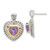 Sterling Silver with 14K Two-Tone Gold Accent Antiqued Amethyst Heart Drop Earrings, 24 mm