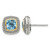 Shey Couture Sterling Silver with 14K Accent Antiqued Cushion Bezel Blue Topaz Stud Earrings, 11 mm