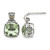 Shey Couture Sterling Silver with 14K Accent Antiqued Cushion Green Quartz Post Dangle Earrings, 15 mm