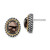 Sterling Silver with 14K Polished & Antiqued Oval Smoky Quartz Stud Earrings, 16.2 mm