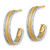 Rhodium-Plated 14K Two-Tone Gold Textured Woven 4 mm X 20 mm J-Hoop Post Earrings, 20.7 mm Long - View 2