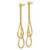14K Yellow Gold Hollow Polished Two Teardrops and Chain Dangle Post Earrings, 50 mm - View 2