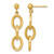14K Yellow Gold Hollow Polished Ovals Dangle Earrings, 35 mm