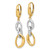 Rhodium-Plated 14K Two-Tone Gold Hollow Polished Fancy Oval Link Dangle Leverback Drop Earrings, 43 mm - View 2