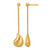 14K Yellow Gold Hollow Polished And Brushed Curved Teardrop Dangle Post Earrings, 52.5 mm