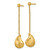 14K Yellow Gold Hollow Polished And Brushed Curved Teardrop Dangle Post Earrings, 52.5 mm - View 2